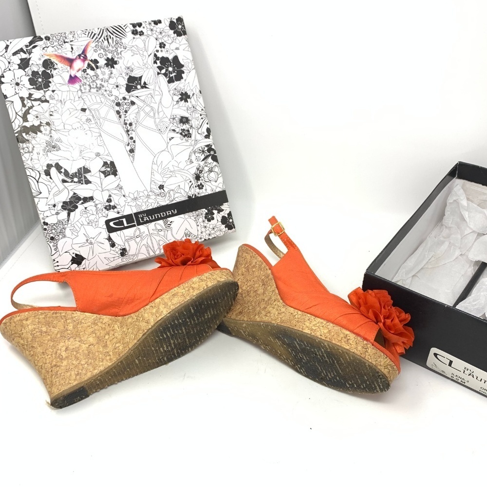 CL By Laundry Orange Flower Heels 8M - Picture 3 of 5